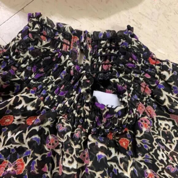 MISA LOS ANGELES Rania Asymmetrical Tiered Ruffle Dress Floral Smocked Fairy - Picture 7 of 16